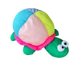 VTG Soft Dreams Neon Pastel Colorblock Squeaky Plush Turtle Nylon Parachute 11”
